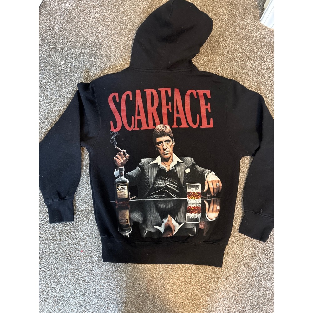 JXT Apparel Scarface Hoodie Mens Small Black Excellent Tony Montana Graphic